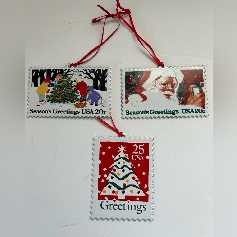 Hallmark Holiday Stamp Ornaments - set of 3